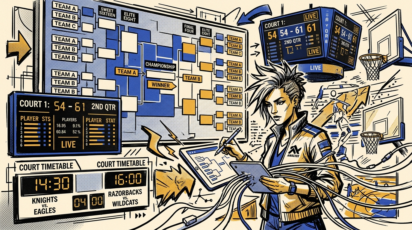 Sajag Sports tournament platform telemetry and live court fixtures